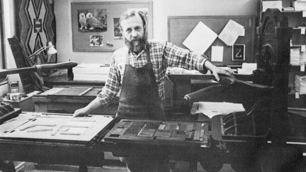 Kim Merker in 1991. He was known for printing books the way they were produced centuries ago.