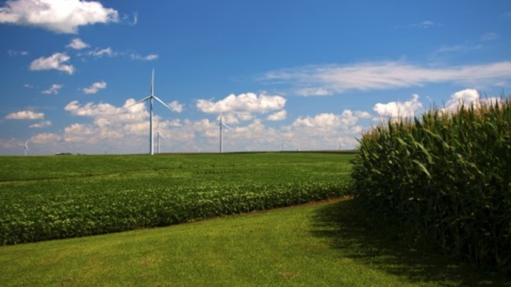 Photo of a wind turbine in a field