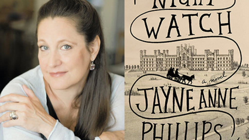 Jayne Anne Phillips portrait and the cover of her book Night Watch