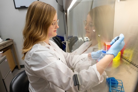 Katie Colling working in a research lab