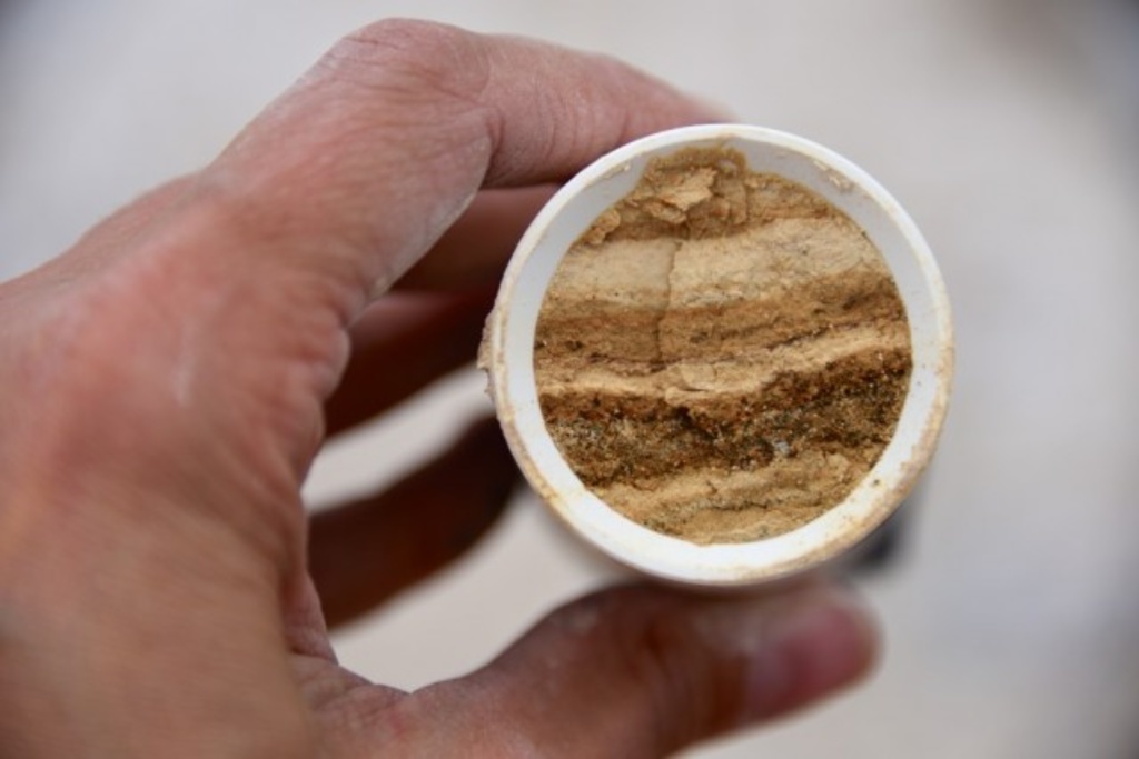 A macro shot of a sedimentary sample. 