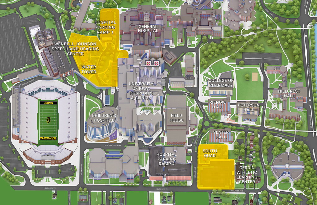 A map of the west side of UI campus