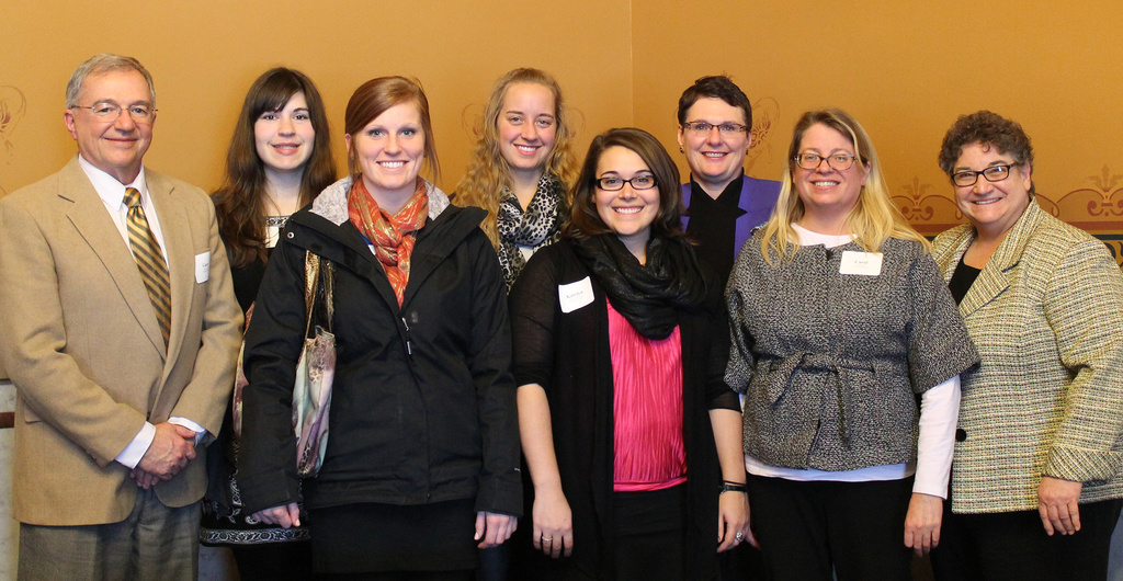 Portrait of UI School Counseling students with UI faculty, Dr. Carol Smith, and representatives Lensing and Mascher.