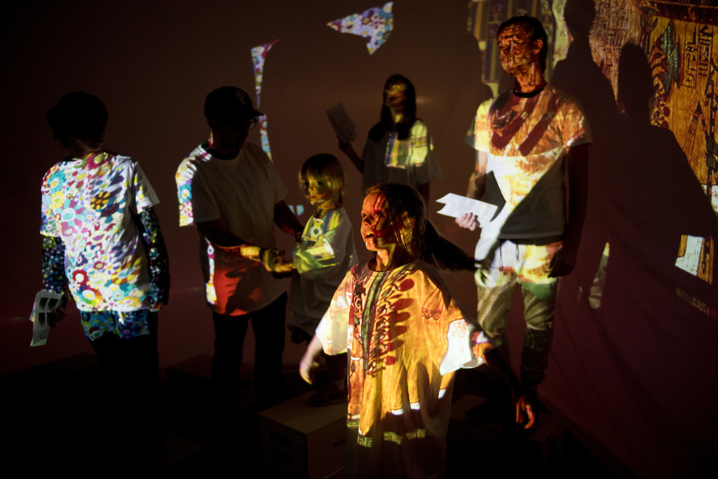 art projected on participants
