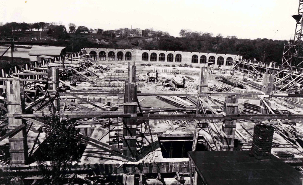 Aerial view of the original construction of the IMU