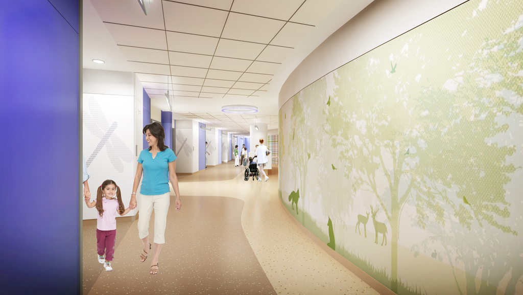rendering of interior of new UI Children&#039;s hospital