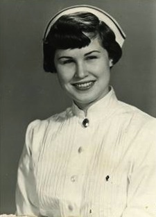 1950s portrait of Donna Glee Reim in nursing uniform.