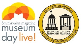 Two logos: Museum Day Live of the Smithsonian Magazine and UI Pentacrest Museums