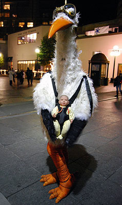 The stork visited downtown Iowa City at night