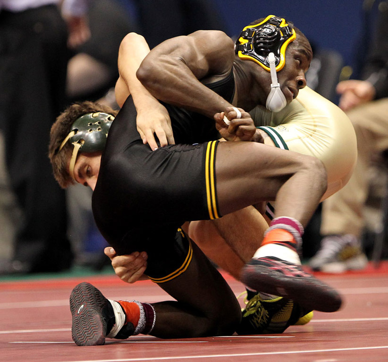 Montell Marion wrestles at the NCAA Championships.