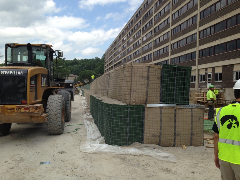 HESCO barriers at Mayflower Residence Hall