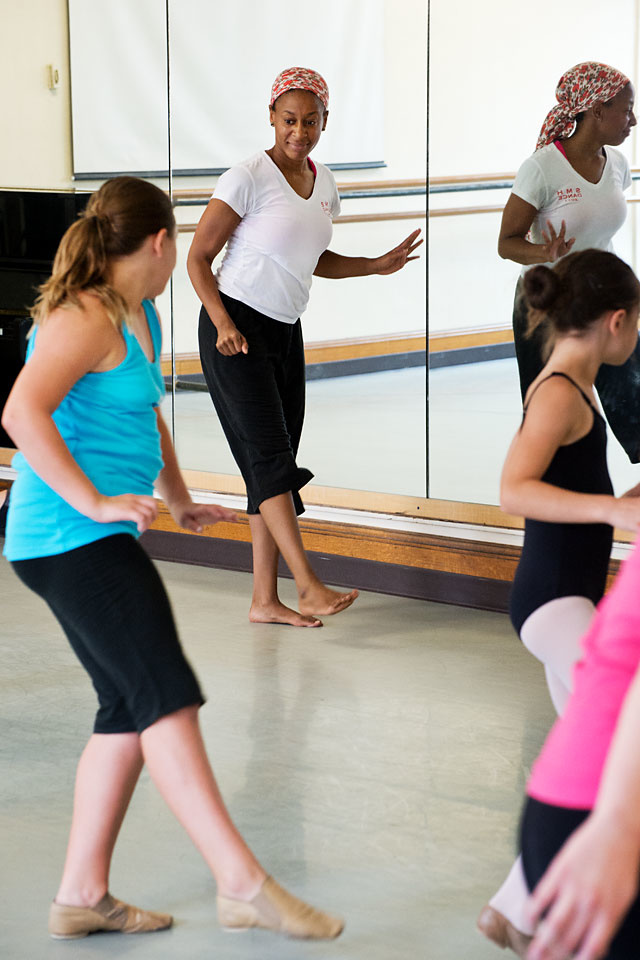 Instructor leads jazz moves