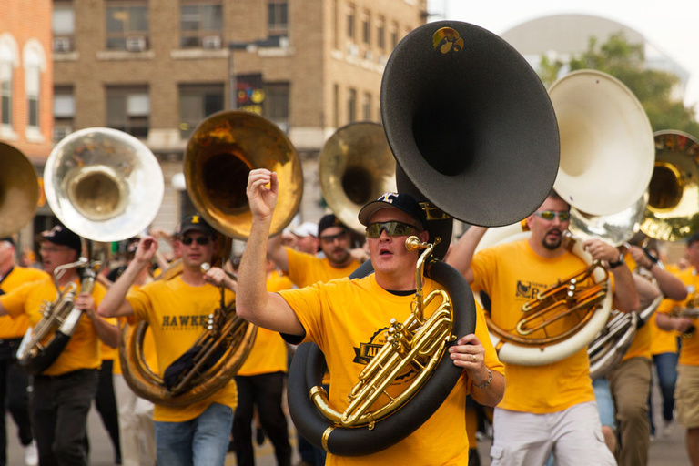 tuba players in the homecoming parade