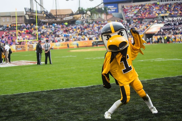 Herky on the field.