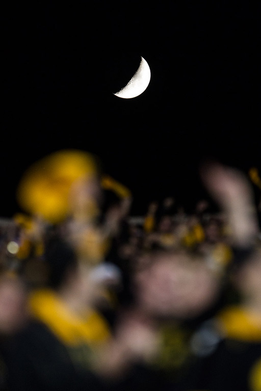 Crescent moon over Kinnick Stadium.