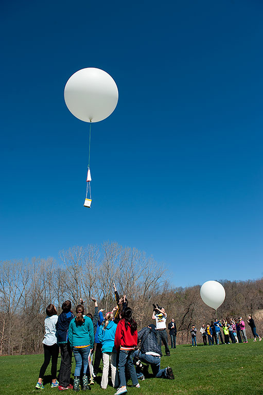 The first balloon is released.