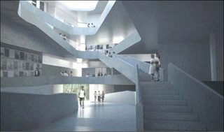 rendering of art building interior