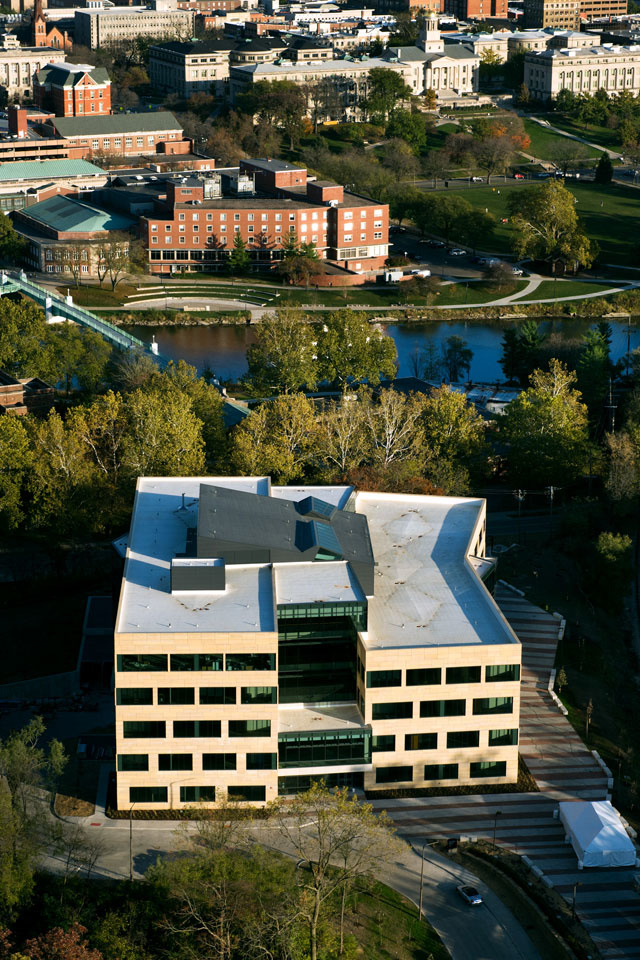 Aerial view of the College of Public Health Building