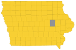 Benton county highlighted on an Iowa map