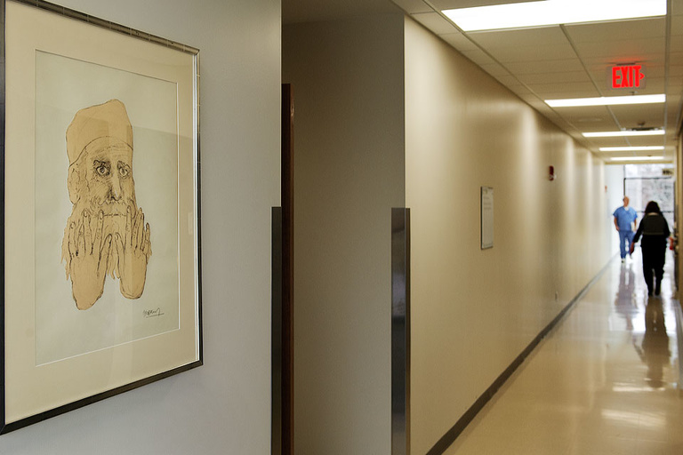 A print by artist Diego Lasansky hangs in the Dental Science Building.