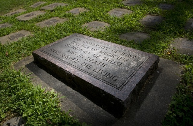 he deeded body memorial at Oakland Cemetery in Iowa City. Photo by Tim Schoon.