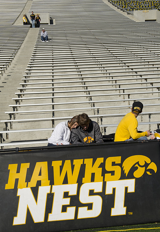 Students waiting in the student section.