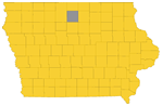Hancock county highlighted on an Iowa map