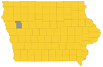 Map of Iowa highlighting Ida Grove
