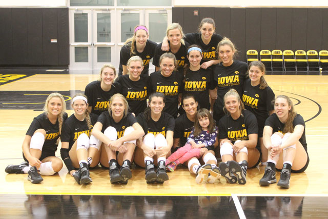 UI volleyball team with Lucy Jane Roth