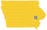 Map of Iowa highlighting Johnson County