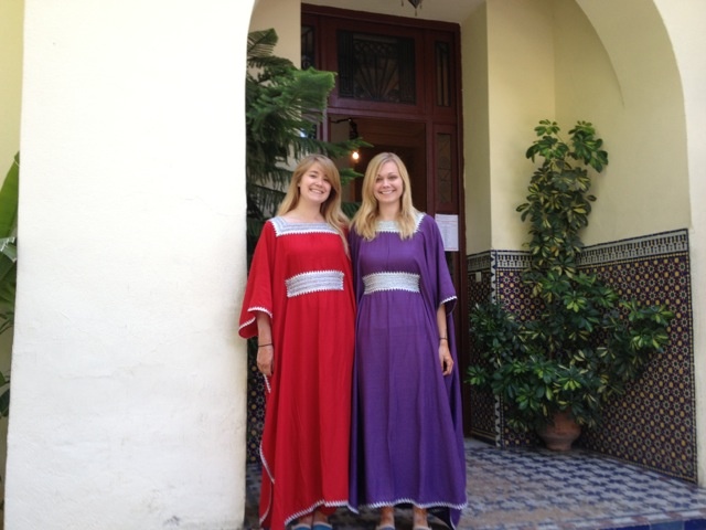 Ryan poses with friend in Moroccan dresses