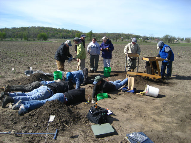 volunteers at the dig site near Amana