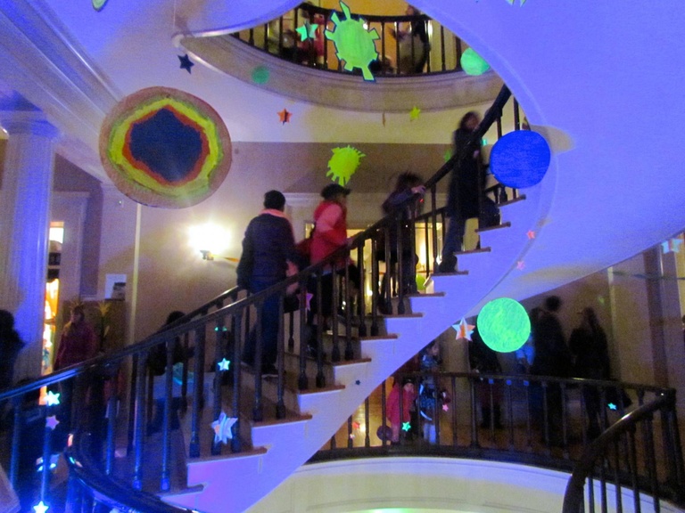 kids climbing spiral staircase