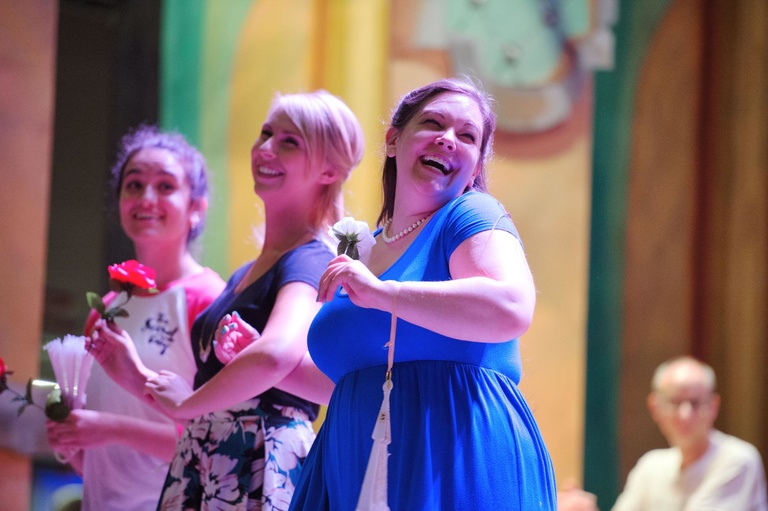 University of Iowa School of Music students Jesica Saunders, Meredith Olson and Maya Bassuk rehearse their roles for their performance of Gilbert & Sullivan's "The Gondoliers" on Tuesday, June 30th. The comedic opera is being directed by Nicholas Wuehrman