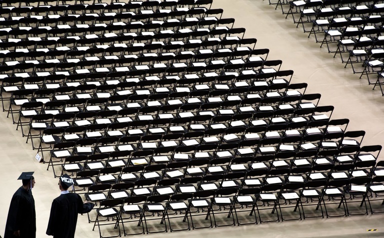 chairs set up at commencement