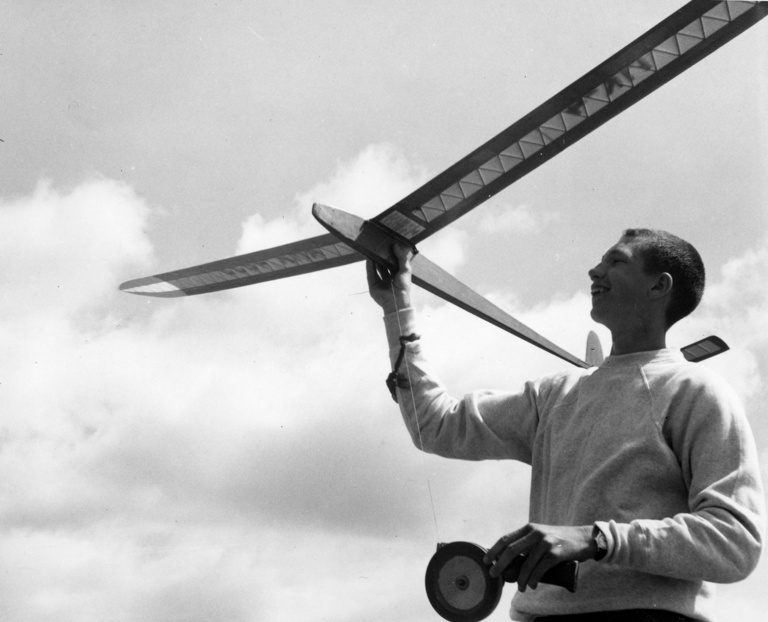 A model glider designed and built by Don Gurnett flew in several model glider competitions in the 1950s.