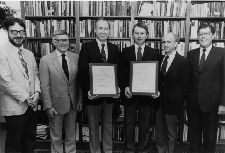 NASA Space Act Award presentation to Don Gurnett and Lou Frank, 1985.