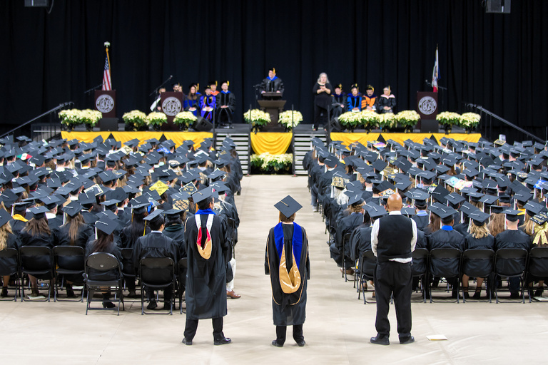 About 790 University of Iowa students received degrees during the College of Liberal Arts and Sciences and University College commencement ceremony on Dec. 17 at Carver-Hawkeye Arena.