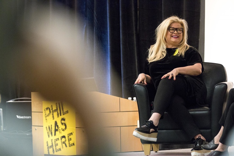 UI graduate and media powerhouse Sheri Salata delivered the 2017 spring “Life With Phil” talk on Thursday, April 27, discussing her experience with philanthropy in a Q&A session with UI Foundation President and CEO Lynette Marshall.