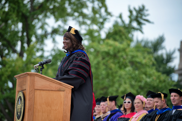 woman speaking at convocation