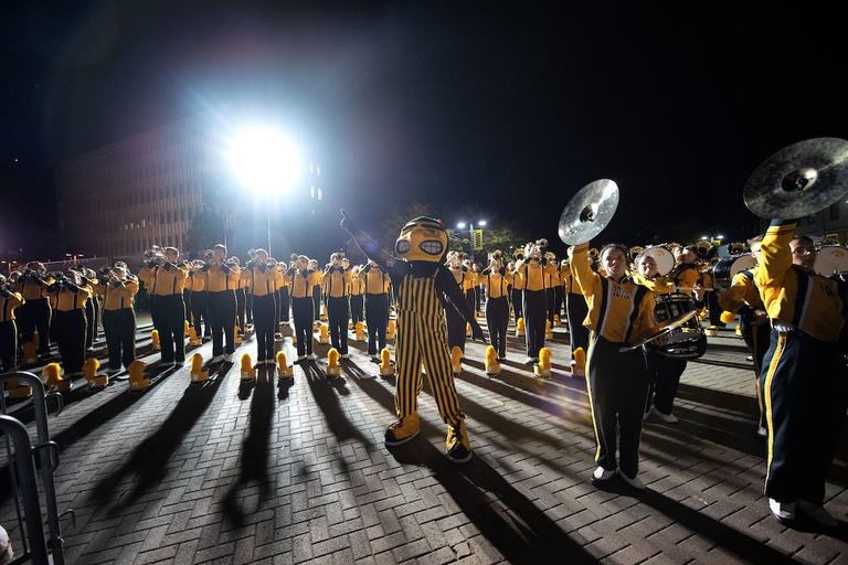 herky and the band at homecoming