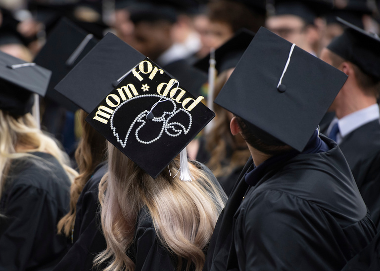 closeup of decorated mortarboard