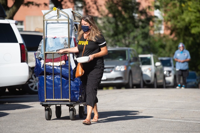 hawkeye family member with move-in cart