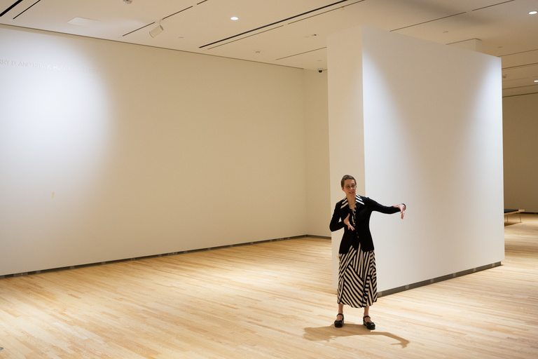 UI Stanley Museum of Art Director Lauren Lessing addresses visitors on Tuesday, April 12, 2022.