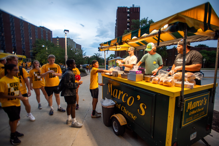 Students enjoyed an Iowa City late-night favorite, Marco's Grilled Cheese.