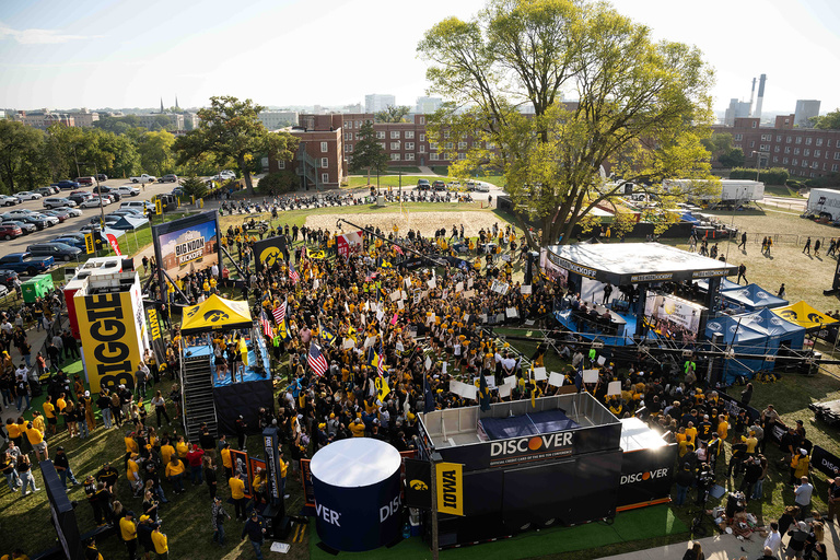 The Fox Big Noon Kickoff was held in Iowa City for the second straight year and this time it was located between Petersen and Hillcrest residence halls on the west side of campus.