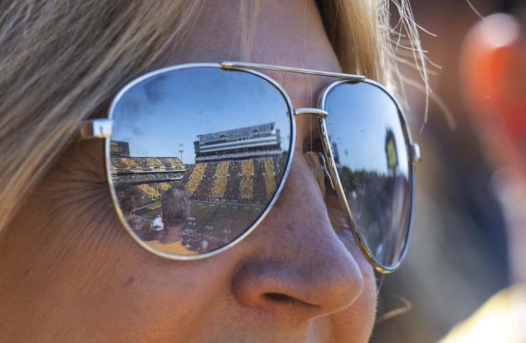 Fans lined the stadium with black and gold stripes for Iowa's annual America Needs Farmers game.