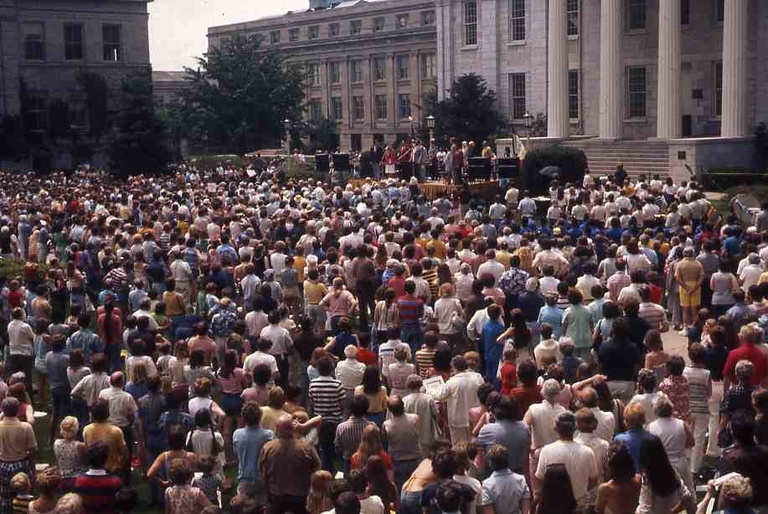 crowd in front of old cap