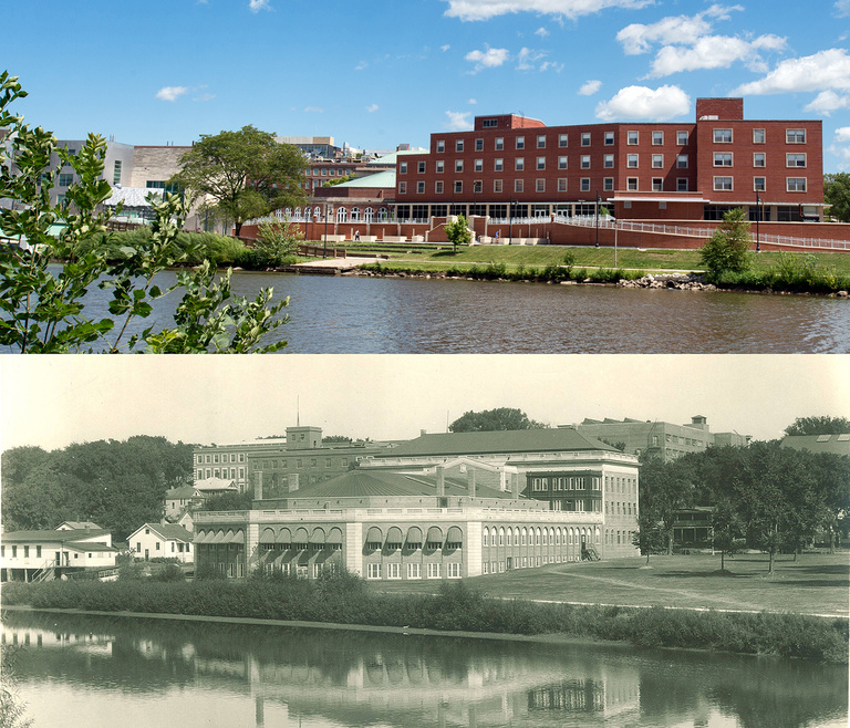 View of IMU from west, in 2015 and in 1928.