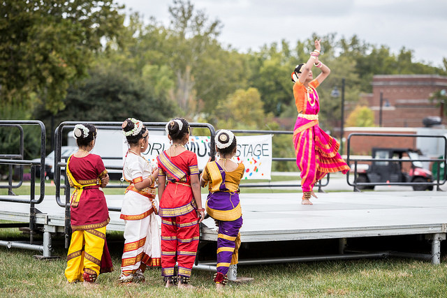 Young dancers wait for their turn to perform at the Celebrating Cultural Diversity Festival. 